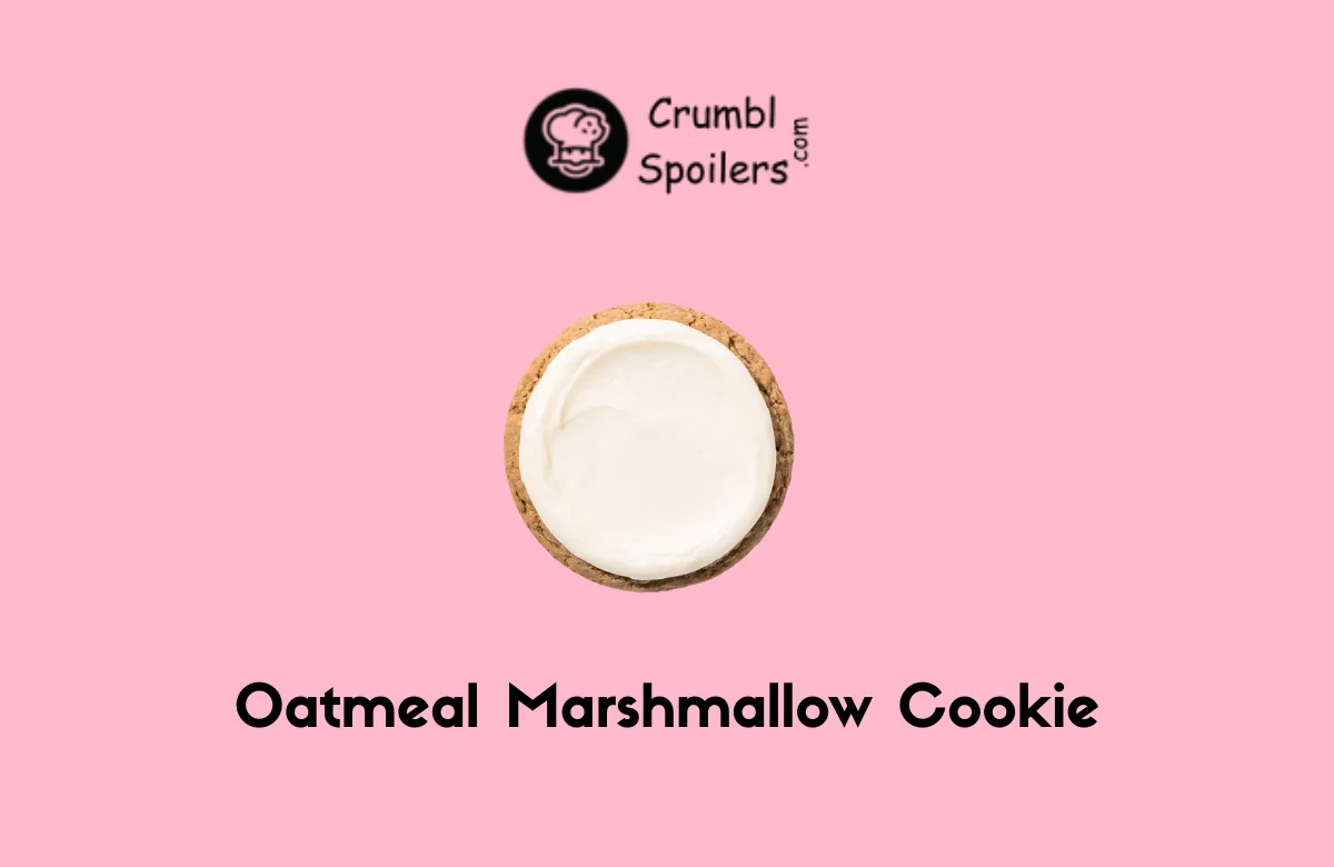Freshly baked Crumbl Oatmeal Marshmallow Cookie, warm and gooey with a golden-brown edge. Discover this soft, sweet treat!