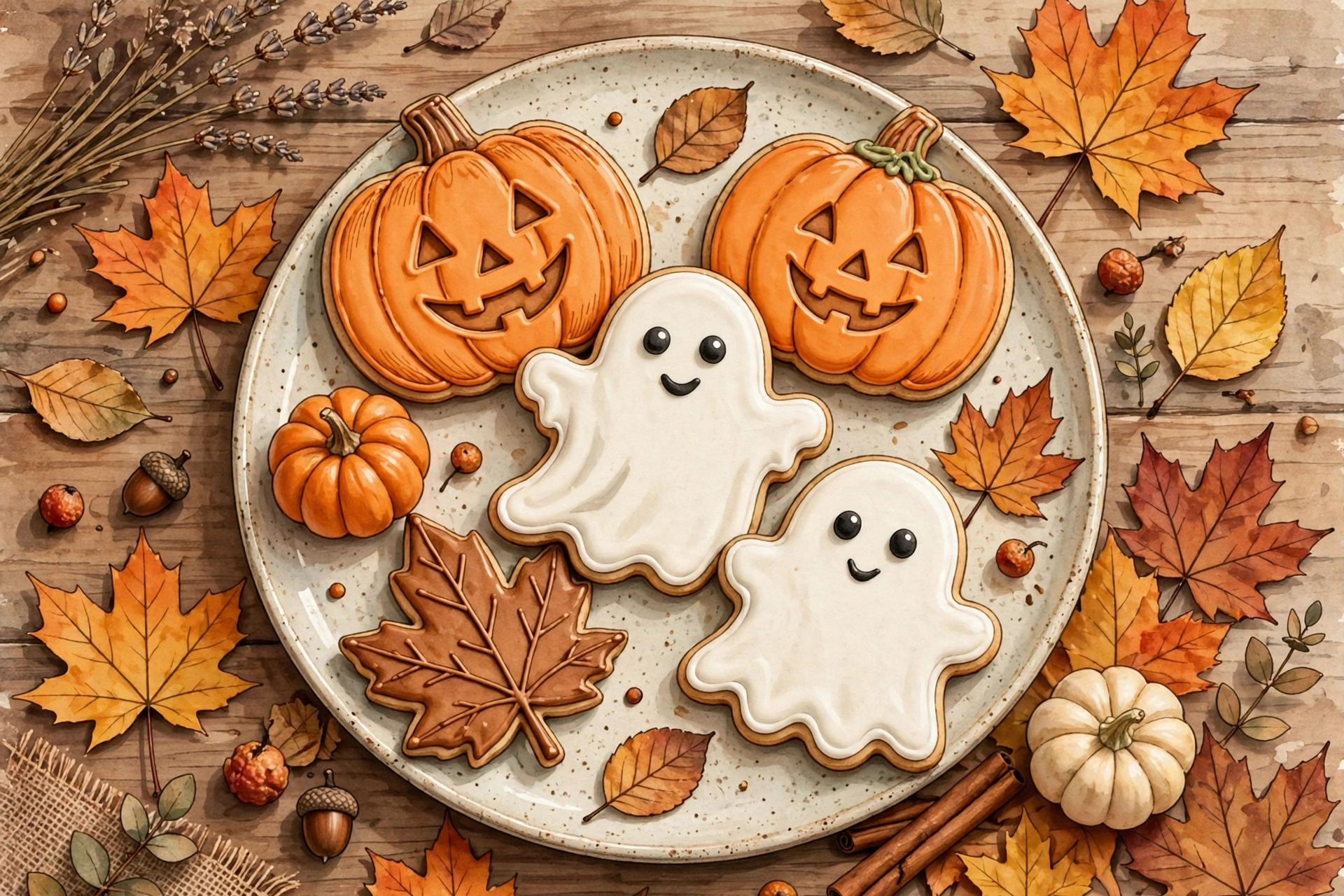 October 2026 Halloween cookies illustration